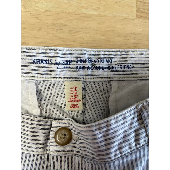 GAP chinos pants trousers women's 14 white blue seersucker look girlfriend - Picture 8 of 14